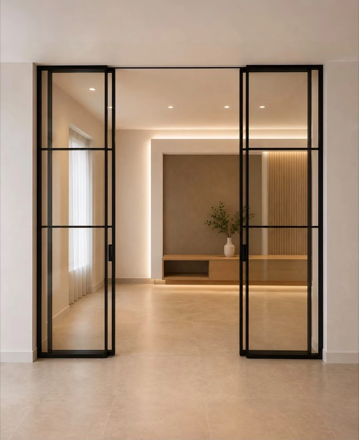 Puertas acristaladas en un interior